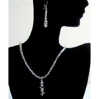 Wedding Jewelry Swarovsk Clear Crystals Bridemaides Bridal Jewelry Set w/ Silver Rondells Sparkle Like Diamond