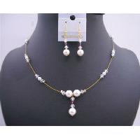 Gold Jewelry Gold Wire w/ White Pearls & Ab Swarovski Crystals Handcrafted Jewelry Set