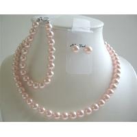 Lite Pink 8mm Pearls Handcrated Complete Set Bridemaids Jewelry Swarovski Pink Pearls 8mm Jewelry Set