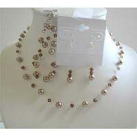Bronze Pearls Bridal Jewelry w/ Smoked Topaz Swarovski Crystals Necklace & Earrings Beautiful Jewelry