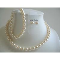White Pearls 8mm Neckalce Earrings Bracelet Complete Set Bridal Swarovski Pearls Jewelry Set