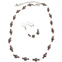 Chocolate Pearls Jewelry Set Bridal Bridemaids Dark Chocolate Brown Pearls & Smoked Topaz Crystals Wedding Jewelry Set