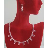 Crystals Teardrop Jewelry Set Bridal Bridemaids Handcrafted Custom Genuine Swarovski Clear Crystals Jewelry Set w/ 9 Teardrops 