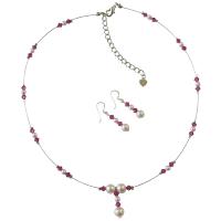 Custom Your Bridemaides Jewelry Swarovski White Pearls & Crystals AB Ruby Swarovski Crystals Jewelry Set