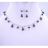 Evening Party Jewelry Set Mystic Pearls Necklace Set w/ Ab Swarovski Jet Crystals SwSparkling Jewelry Set AB Swarovski Crystals And White Pearls Exclusive Bridal Jewelry Sets
