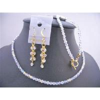 Evening Party Formal Jewelry Sparkling Genuine Swarovski AB Round Crystals w/ 22k Gold Plated  