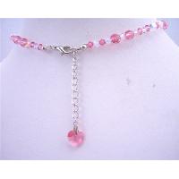 Rose Swarovski Crystals AB Crystals w/ Crystals Heart Back Dangle Drop Necklace Jewelry  