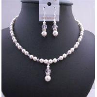 Bridal Bridemaides Handmade Jewelry Set In White Pearls & Clear Crystals Genuine Swarovski Crystals Pearls BEads Necklace Set  