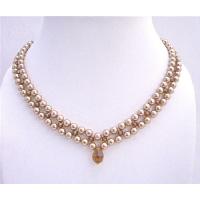 Custom Handmade Bridal Bridemaides Necklace Swarovski Bronze Pearls & Smoked Topaz w/ Smoked Topaz Crystals Necklace Wedding Necklace