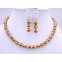 Bridal Copper Pearls Jewelry Set w/ Gold Rondells Sparkling Diamond Spacer 22k Gold Plated Earrings Genuine Swarovski Copper Pearls 