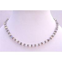 Bridal AB Swarovski Crystals Necklace w/ Bali Silver Spacer Gorgeous Sparkling Genuine Swarovski AB Crystals Necklace