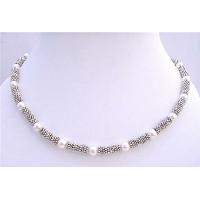 White Pearls Genuine Swarovski Pearls w/ High Class Of Bali Silver Spacer Necklace 
