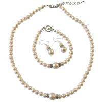 Bridal Ivory Jewelry Complete Set Necklace Earrings & Bracelet Bridal Swarovski Ivory Pearls Jewelry