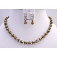 Expresso Pearls Dorado Crystals Genuine Swarovski Pearls & Crystals Necklace Set Handcrafted Bridal Bridal