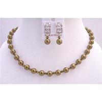 Handcrafted Custom Brass Copper AB 2X Dorado Bride Jewelry Necklace Set