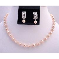Peach Bridemaides Pearls Crystals Jewlery Set Genuine Swarovski Pearls & Crystals Custom Jewelry Set