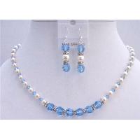 Blue Jay Bridal Jewelry Set AB Aquamarine Crystals w/ White Pearls And Silver Rondells Bridal Jewelry