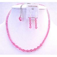 Rose Heart Crystals Back Drop Swrovski Rose Crystals Jewelry Set Back Drow Down Necklace Set