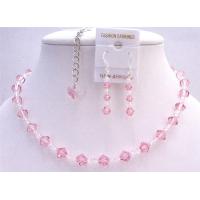 Back Drop Heart Bridal Jewelry Set Swarovski Pale Pink Crystals w/ Clear Crystals Necklace Set 