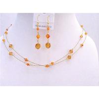 Gold Jewelry Tricolor Crystals Jewelry Set Fire Opal Topaz & Sun Crystals Bridal Bridemaids Double Gold Wire Jewelry Set 