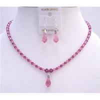 Pink Crystals Light & Dark Pink Crystals Bride Bridemaides Jewelry Genuine Swarovski Rose Pink & Fuschia Crystals Set 
