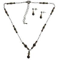 Customize BRidal Jewelry Set w/ Genuine Swarovski Brown Pearls & Lite Colorado Crystals Set 