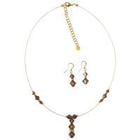 Bridal Golden Jewelry Gold Wire Smoked Wedding Genuine Swarovski Crystals Drop Down Jewelry Set