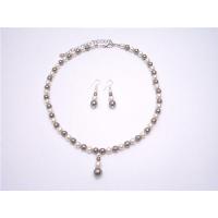 Swarovski Brown And Ivory Pearls Bridal Bridemaids Jewelry Set w/Drop Down Genuine Swarovski Pearls Set 