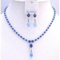 Prom Jewelry Blue Swarovski Crystals Aquamarine Sapphire Crystals Jewelry Set Sustom As Per Your Jewelry Set  