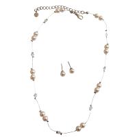 White Swarovski Pearls With Clear Crystals Accented In Silk Thread Bridal Bridemaids Prom Set