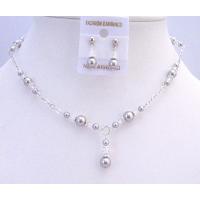 Silver Pearls Clear Crystals Prom Bridal Bridemaids Swarovski Pearls & Crystals Jewelry Set 