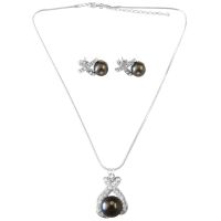 Darkest Brown Chocolate Pearls Pendant & Earrings Jewelry Set Genuine Swarovski Pearls 10mm Pendant Earrings Set