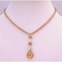 Prom Jewelry Lite Colorado Crystals 4mm Necklace w/ Briollette Pendant COlorado Crystals Necklace Bridemaids Bridal Necklace Genuine swarovski Beads 