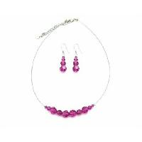 Fuschia Crystals Jewelry Set Round Genuine Swarovski Fuschia Crystals Exclusive Wedding Jewelry Customize Your Color