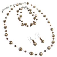Handmade Jewelry Under $20 Wedding Affordable Inexpensive Rose Pearls Rose Swarovski Crystals Bridemaids Jewelry Set