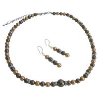 Handcrafted Swarovski Pearls Jewelry Bright Gold & Brown Chocolate Pearls Jewelry Set You Can Wish Your Colors Wedding Jewelry 