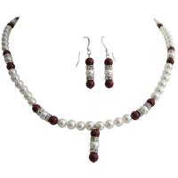 Sophisticate Jewelry Wine Bordeaux Swarovski Pearls Necklace Earrings