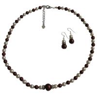 Wine Pearls With White Pearls & Diamond Spacer At the Center Genuine Swarovski Bordeaux Pearls & White Pearls Flower Girl Wdding Prom Gift Jewelry Set