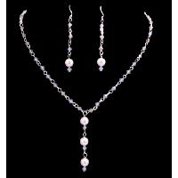 Handmade Customize Your Jewelry Genuine Swarovski WhiteOpalStarShine Crystals & White Pearls Necklace Set 