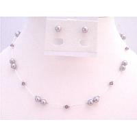 Mauve Pearls Jewelry Set Genuine Swarovski Amethyst Crystals Accented In Silk Thread Affordabl Bridal Bridemaids Prom Set