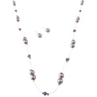 Inexpensive Handcrafted Wedding Jewelry Set Genuine Swarovski Burgundy Pearls Amethyst Crystals Accented In Silk Thread Necklace Set