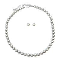 Lite Grey Pearls Necklace Set w/ Stud Pearls Earrings 6mm Pearls Jewelry Genuine swarovski Pearls Set