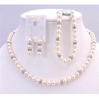 Fashion Jewelry For Everyone Custom Your Swarovski Pearls Jewelry Ivory Pearls Diamond With Bracelet Complete Set Diamond