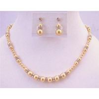 Fine Jewlery Gold Pearls Light Gold Pearls With Diamond Sparkling Rondells Spacer Excellent Jewelry Wedding Gift Sober Decent Wear Pearls Necklace Set