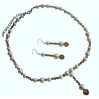 Lite Colorado Swarovski Crystals With Ivory Pearls Drop Down Fashionable Gorgeous Wedding Bridal Bridemaids Jewelry Set