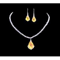 Crystals Handmade Bridal Bridemaids Stunning Striking Absolutely Smashing AB Swarovski Crystals 4mm With AB Baroque Pendant & Earrings Necklace Set