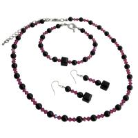 Beautiful Jewelry Gift For Flower Girl Prom Bridal Bridemaids Swarovski Mystic Pearls With AB Coated Fuschia Crystals Complete Set Affordable 