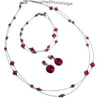 Fabulous Crystals in Fuschia Jewelryc Bridal Prom Bridemaids Complete Set