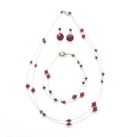 Sexy Passion Red Jewelry Genuine Siam Red Crystals Necklace Set 