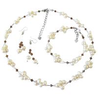 Unique Bridal Jewelry Freshwater Pearls Smoked Topaz Crystals Genuine Smoked Topaz Crystals Set